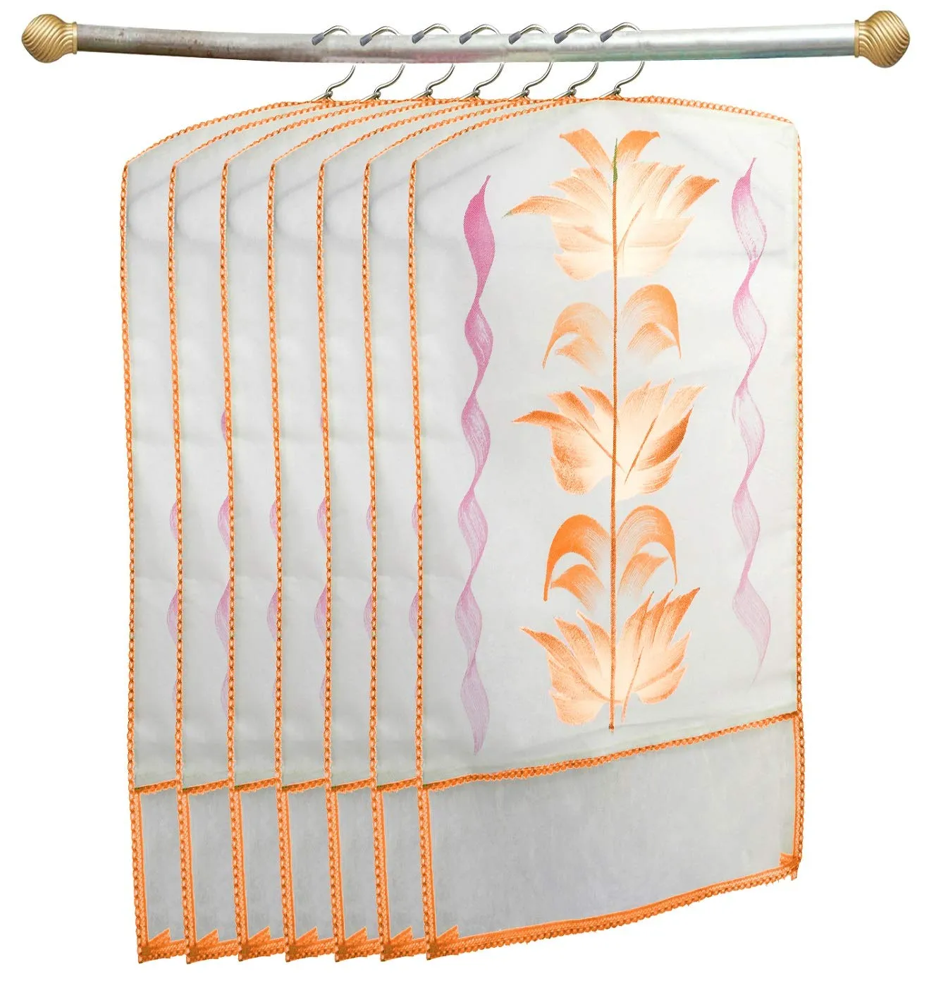 Kuber Industries Printed 6 Piece Non Woven Hanging Saree Cover Wardrobe Organiser (Orange) -CTKTC38906