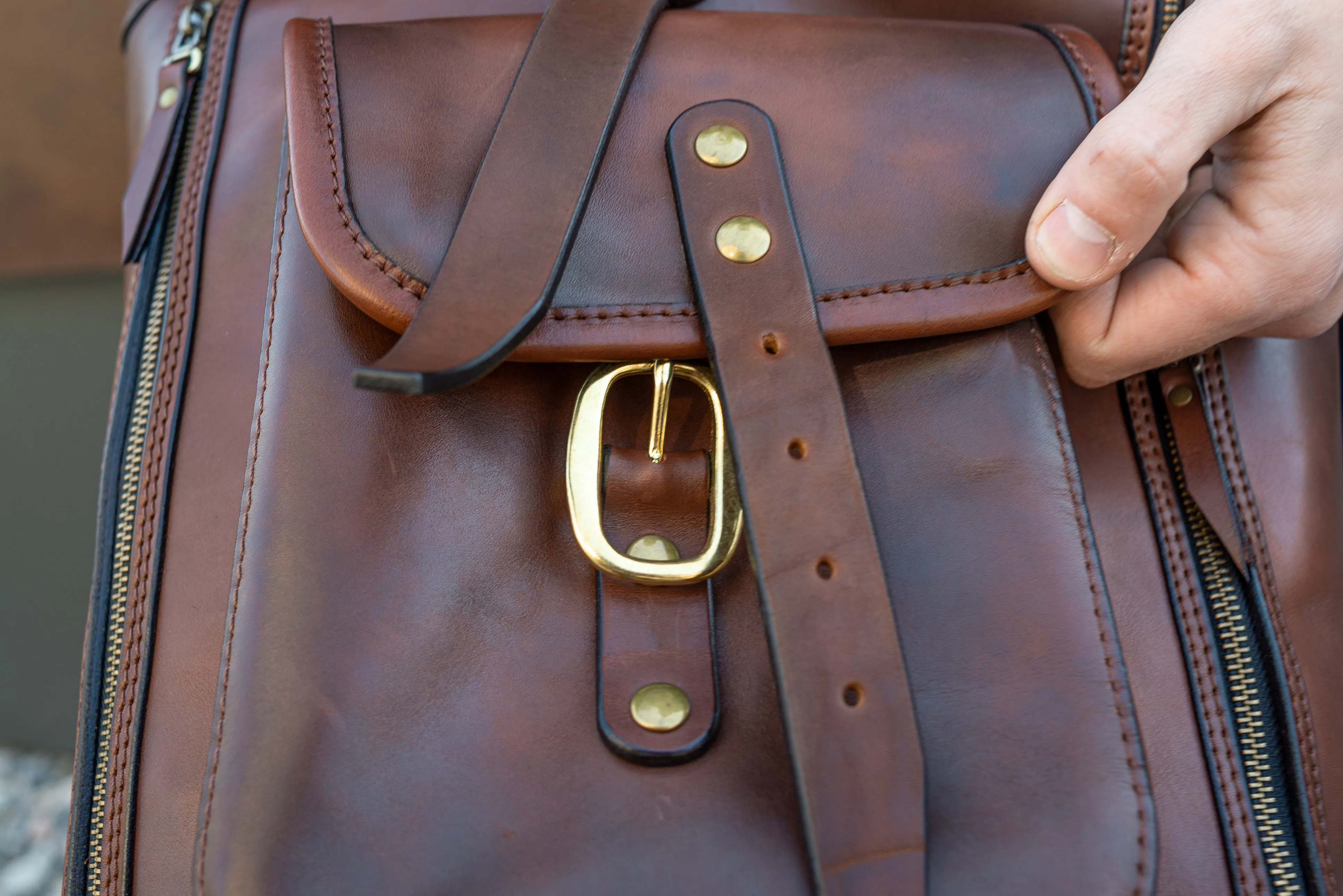 Leather brown Roll Top Backpack, Large men's Backpacks