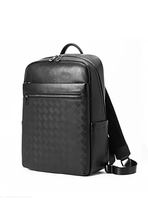 LeatherLux Cowhide Travel Computer Backpack