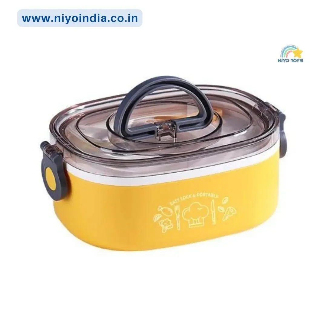 Lunch Box with Stainless Steel Inner Case, Fork & Spoon, Insulated Lunch Box