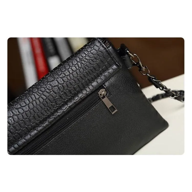 Luxury CrocLeather Chain Tote Crossbody Bag