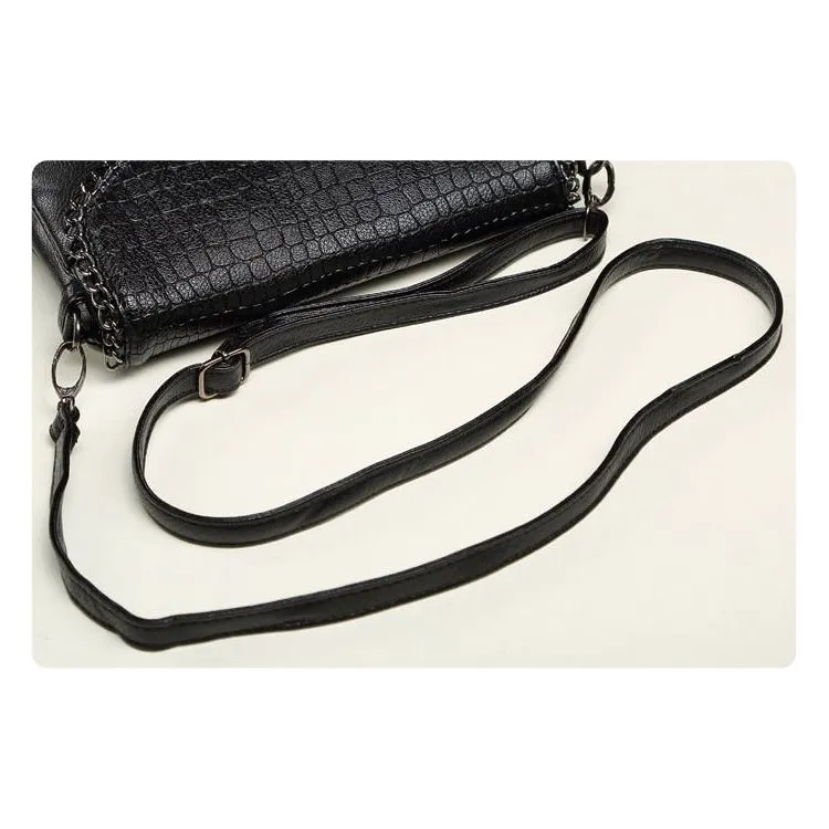 Luxury CrocLeather Chain Tote Crossbody Bag