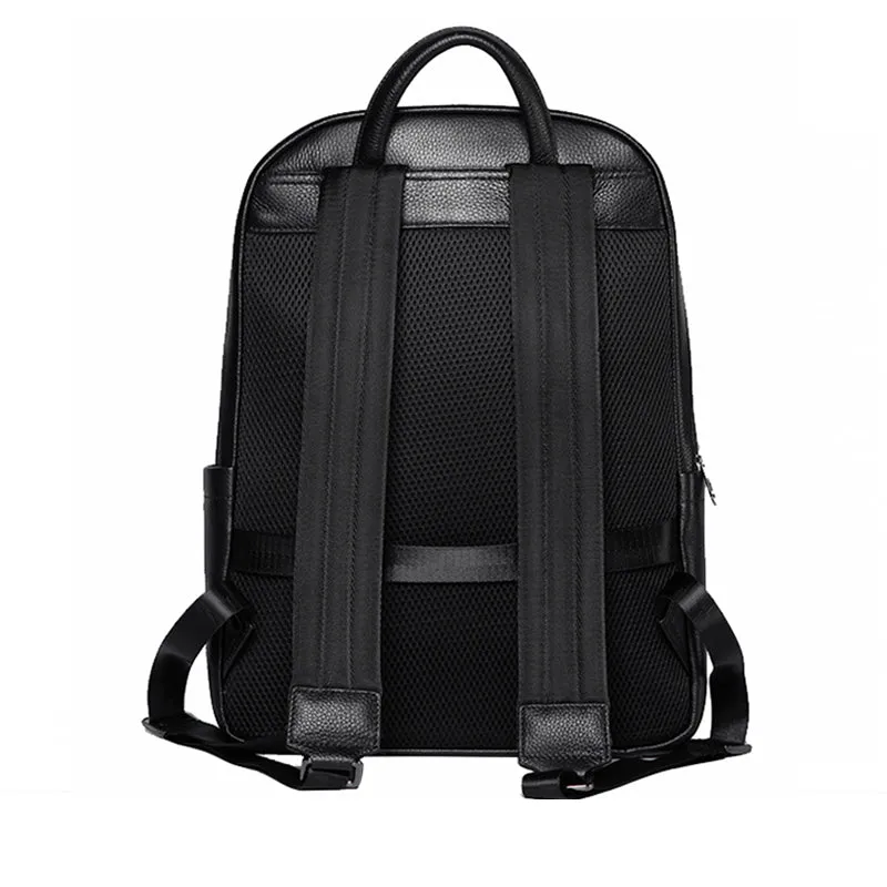 Luxury Leather Zip Laptop Backpack