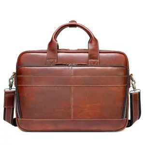 Luxury Zipper Leather Laptop Shoulder Briefcase