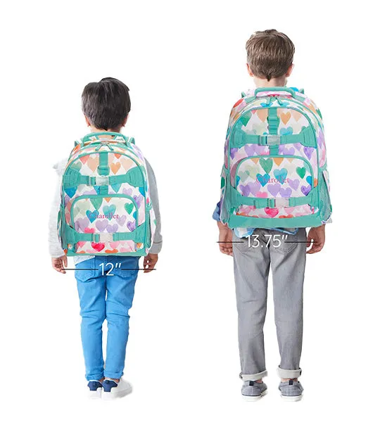 Mackenzie Aqua Rainbow Hearts Backpack and Lunch Box