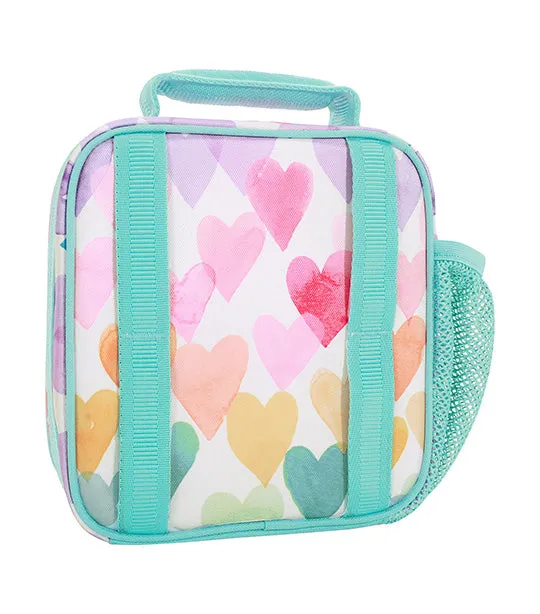 Mackenzie Aqua Rainbow Hearts Backpack and Lunch Box