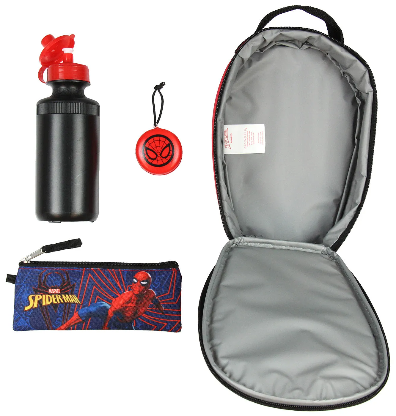 Marvel Spider-Man Backpack Kids 16" 5PC Water Bottle School Lunch Tote Combo Set