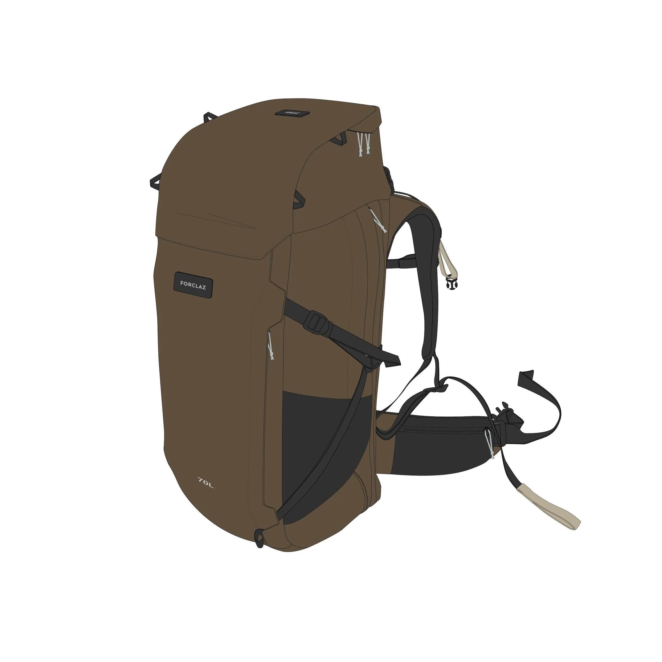 Men's hiking backpack Forclaz Travel 900 70   6 l, khaki