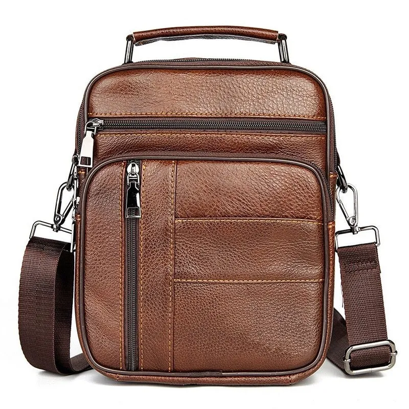 Men's Natural Leather Handbag For Tablet