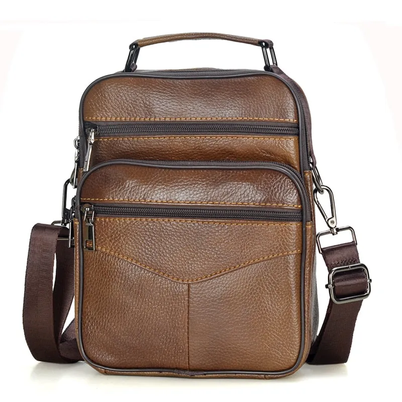 Men's Natural Leather Handbag For Tablet