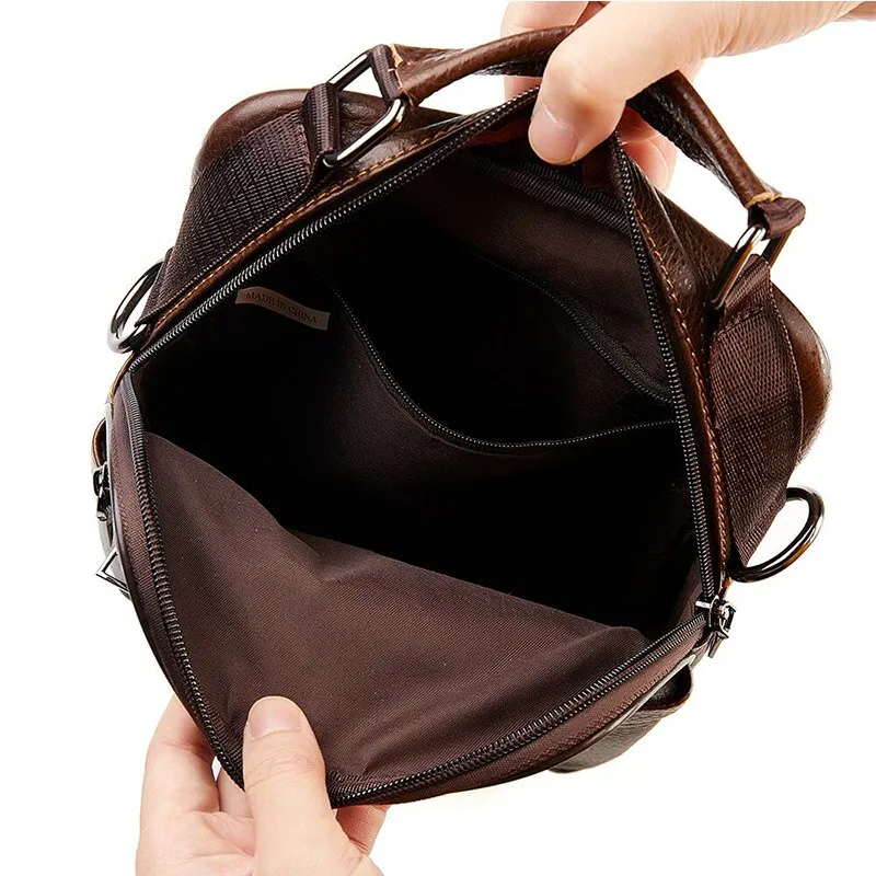 Men's Natural Leather Handbag For Tablet