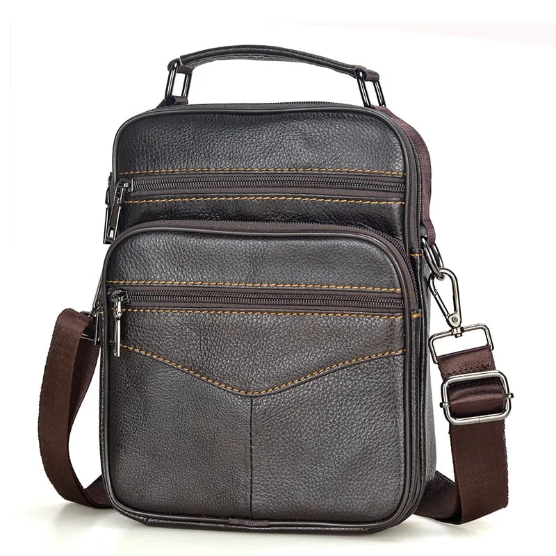 Men's Natural Leather Handbag For Tablet