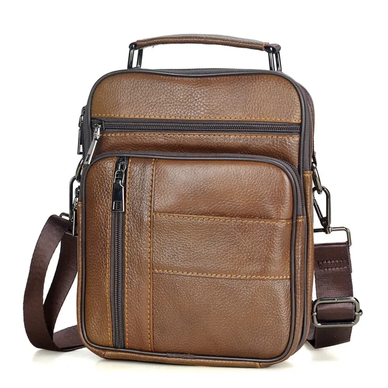 Men's Natural Leather Handbag For Tablet