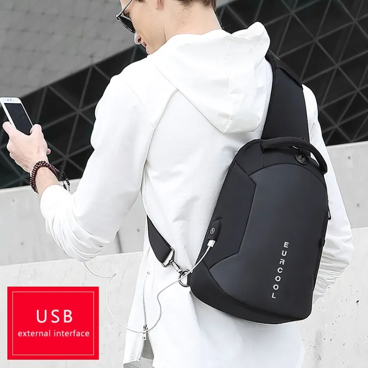 Multi Function Crossbody Bags Men Chest Bag Water Repellent Shoulder Bag with USB Charging Port, Size:L (Gray)