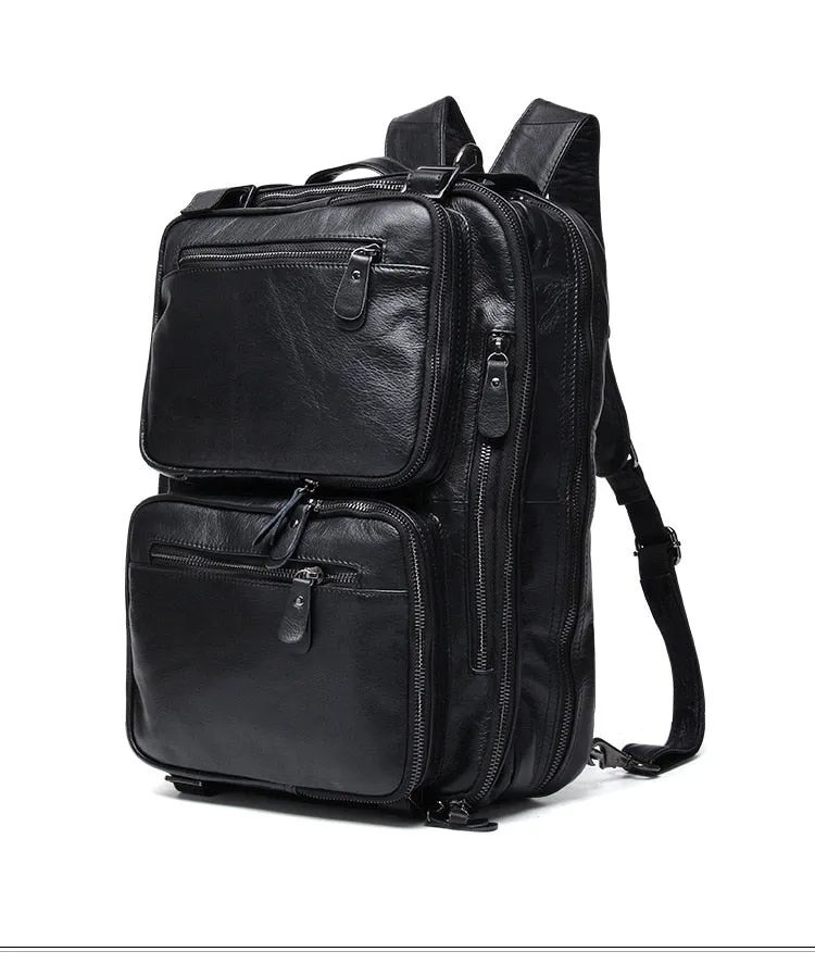 New Multi-Function Genuine Leather Men's Backpack