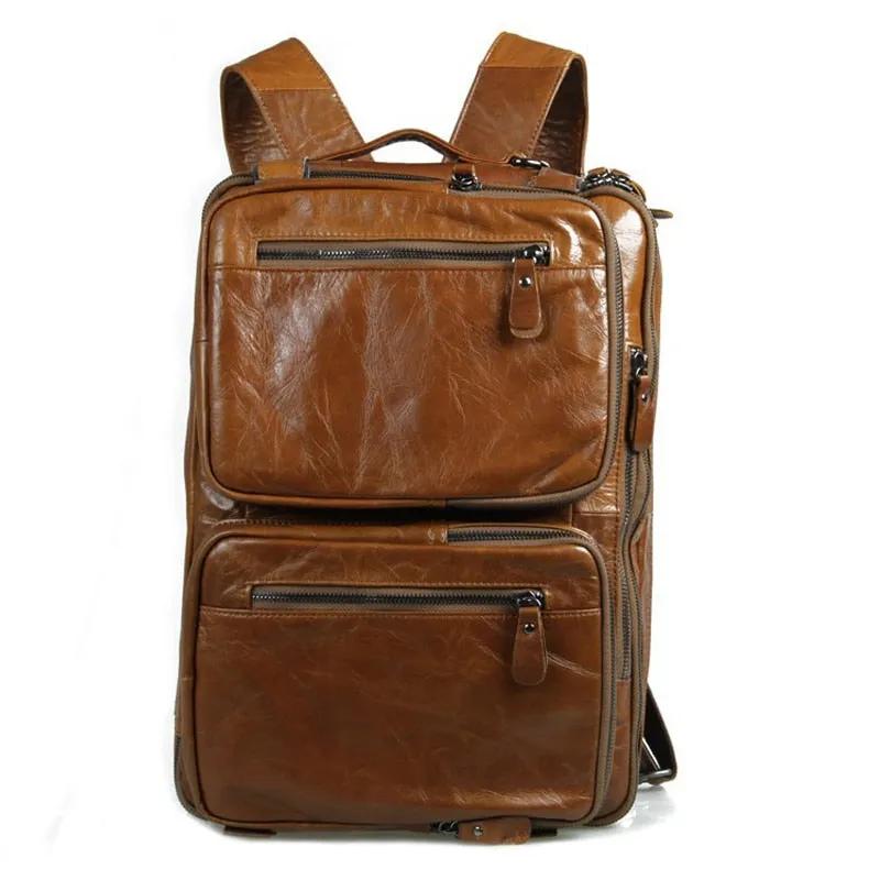 New Multi-Function Genuine Leather Men's Backpack