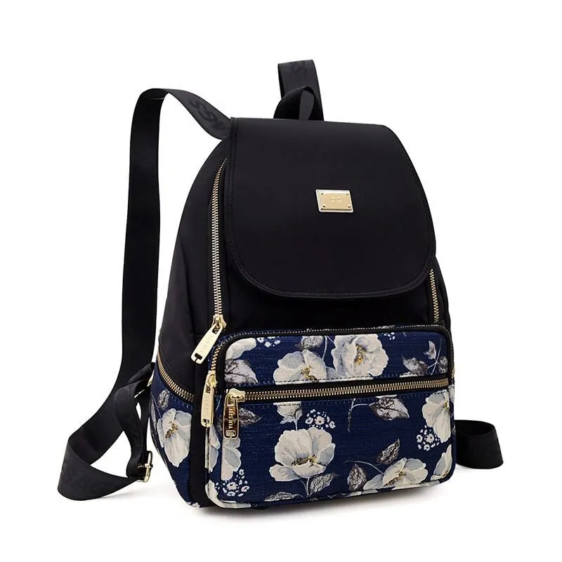 Nylon Floral Print Backpack For Girls