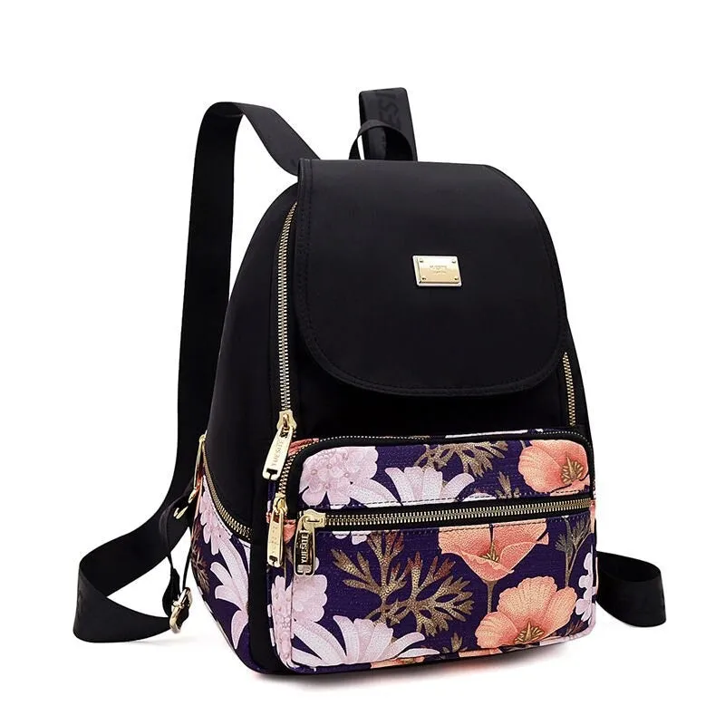 Nylon Floral Print Backpack For Girls