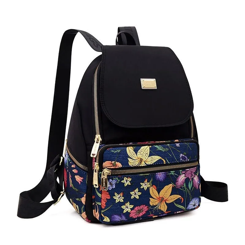 Nylon Floral Print Backpack For Girls