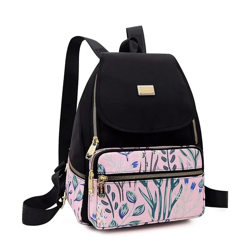 Nylon Floral Print Backpack For Girls