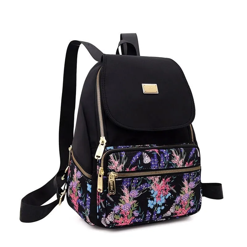 Nylon Floral Print Backpack For Girls