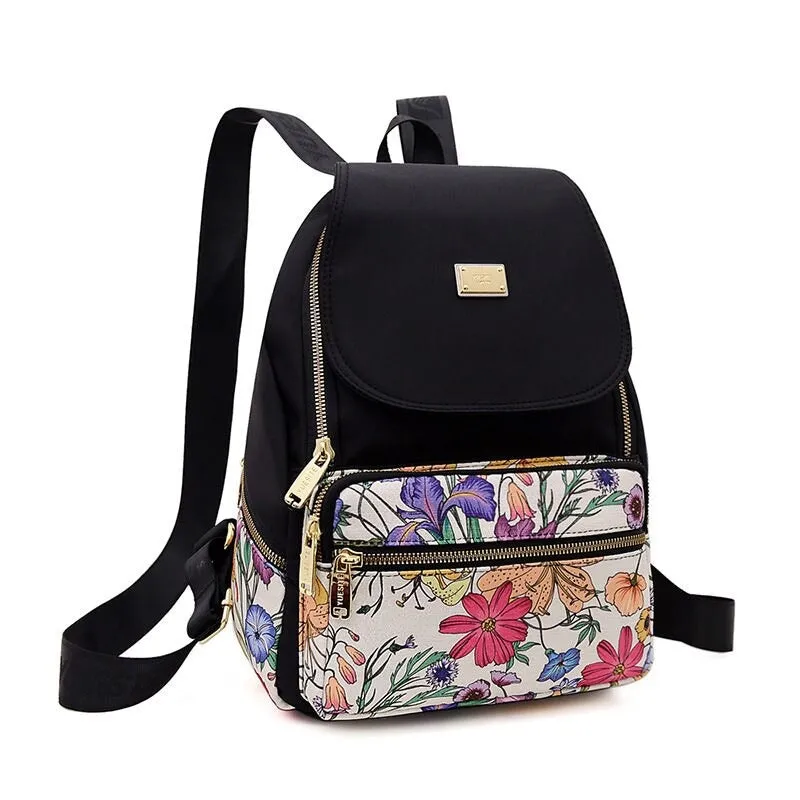 Nylon Floral Print Backpack For Girls