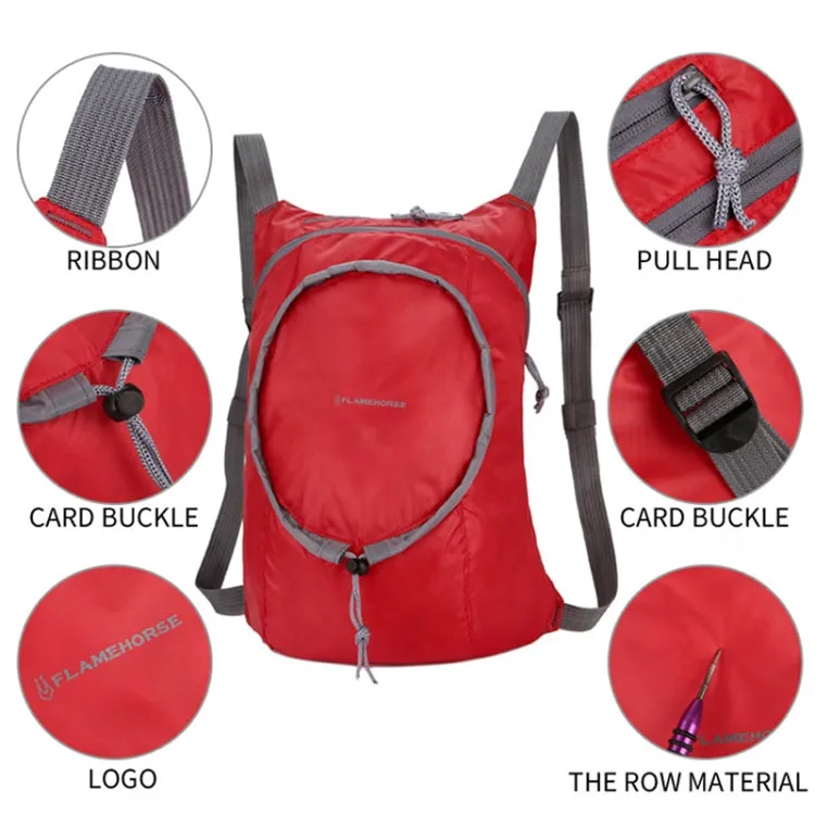 Nylon Waterproof Collapsible Backpack Women Men Travel Portable Comfort Lightweight Storage Folding Bag(Red)