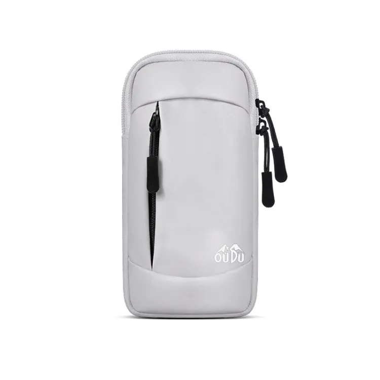 OUDU Outdoor Running Cell Phone Arm Bag Unisex Sports Portable Mobile Phone Pouch(Light Gray)