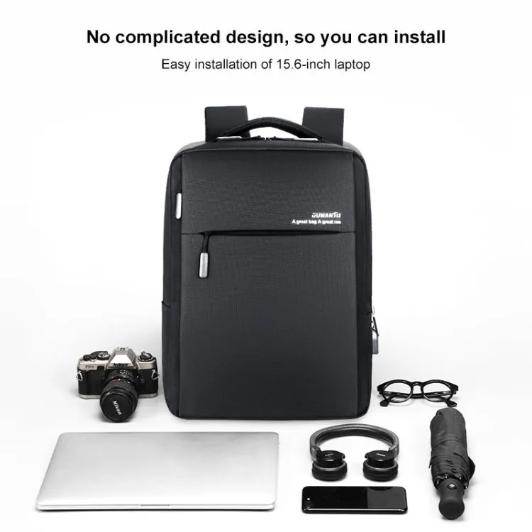 OUMANTU 9002A Business Laptop Bag Men Casual Backpack with External USB Port(Light Grey)