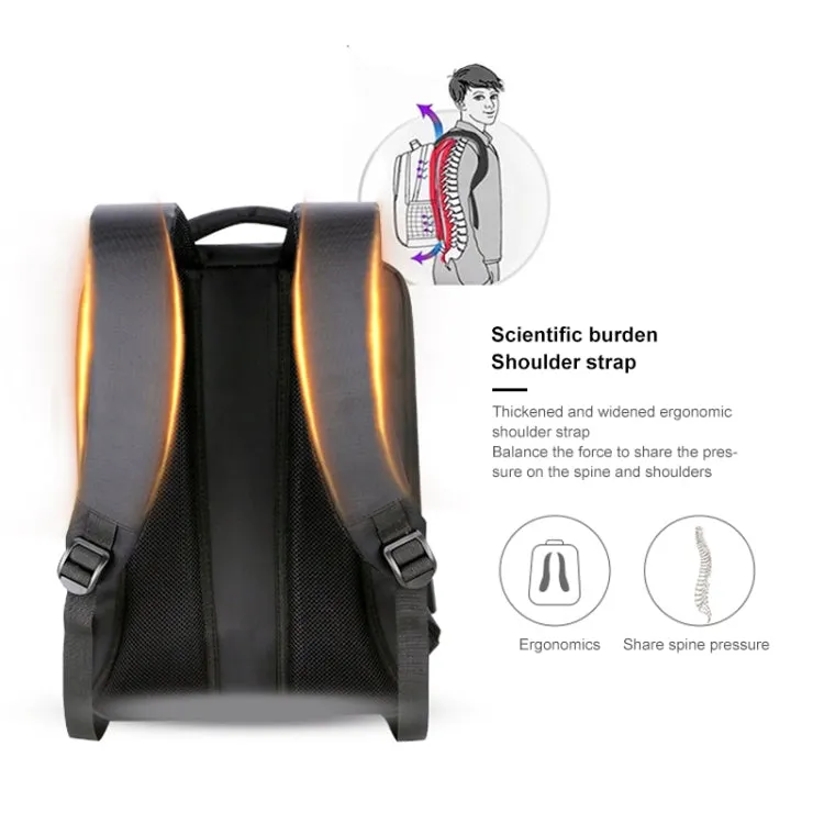 OUMANTU 9002A Business Laptop Bag Men Casual Backpack with External USB Port(Light Grey)