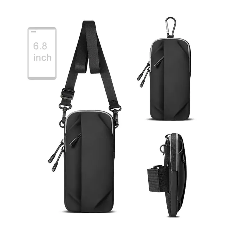 Outdoor Sports Fitness Crossbody Bag Men And Women Multi-Function Mobile Phone Arm Bag(Black)