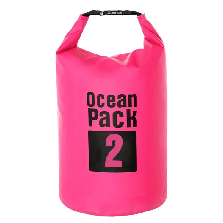 Outdoor Waterproof Bag Dry Sack PVC Barrel Bag, Capacity: 2L (Pink)