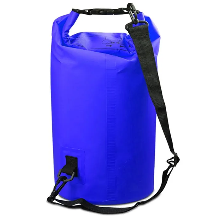 Outdoor Waterproof Double Shoulder Bag Dry Sack PVC Barrel Bag, Capacity: 30L (Dark Blue)