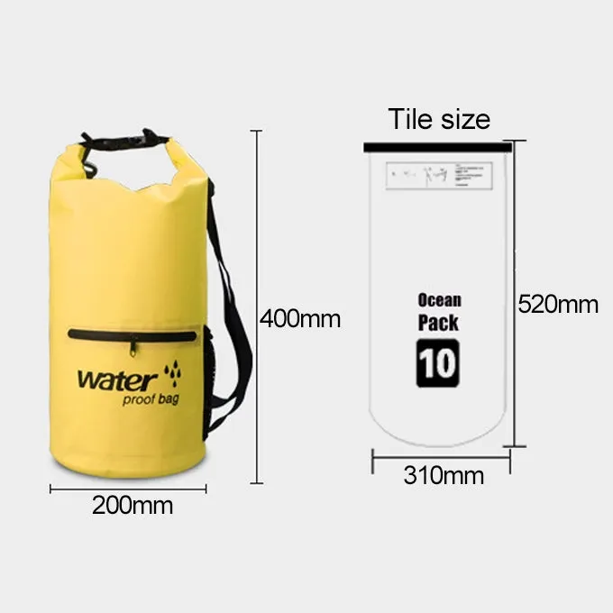 Outdoor Waterproof Dry Dual Shoulder Strap Bag Dry Sack PVC Barrel Bag, Capacity: 10L(Yellow)