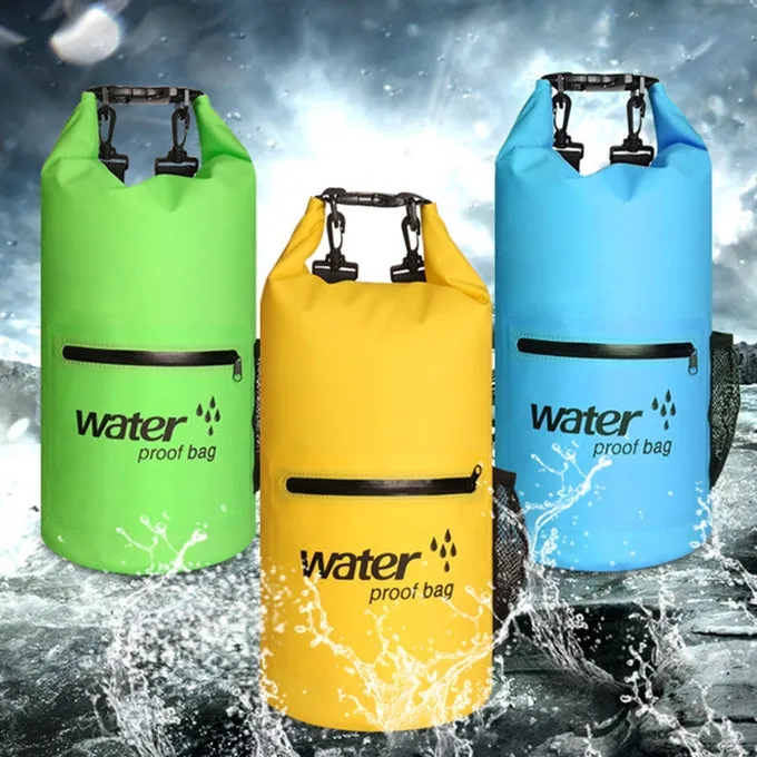 Outdoor Waterproof Dry Dual Shoulder Strap Bag Dry Sack PVC Barrel Bag, Capacity: 10L(Yellow)