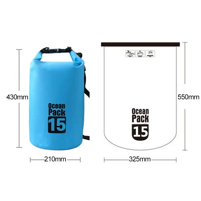 Outdoor Waterproof Single Shoulder Bag Dry Sack PVC Barrel Bag, Capacity: 15L (Orange)