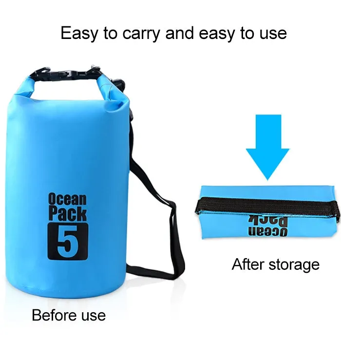 Outdoor Waterproof Single Shoulder Bag Dry Sack PVC Barrel Bag, Capacity: 5L (Sky Blue)