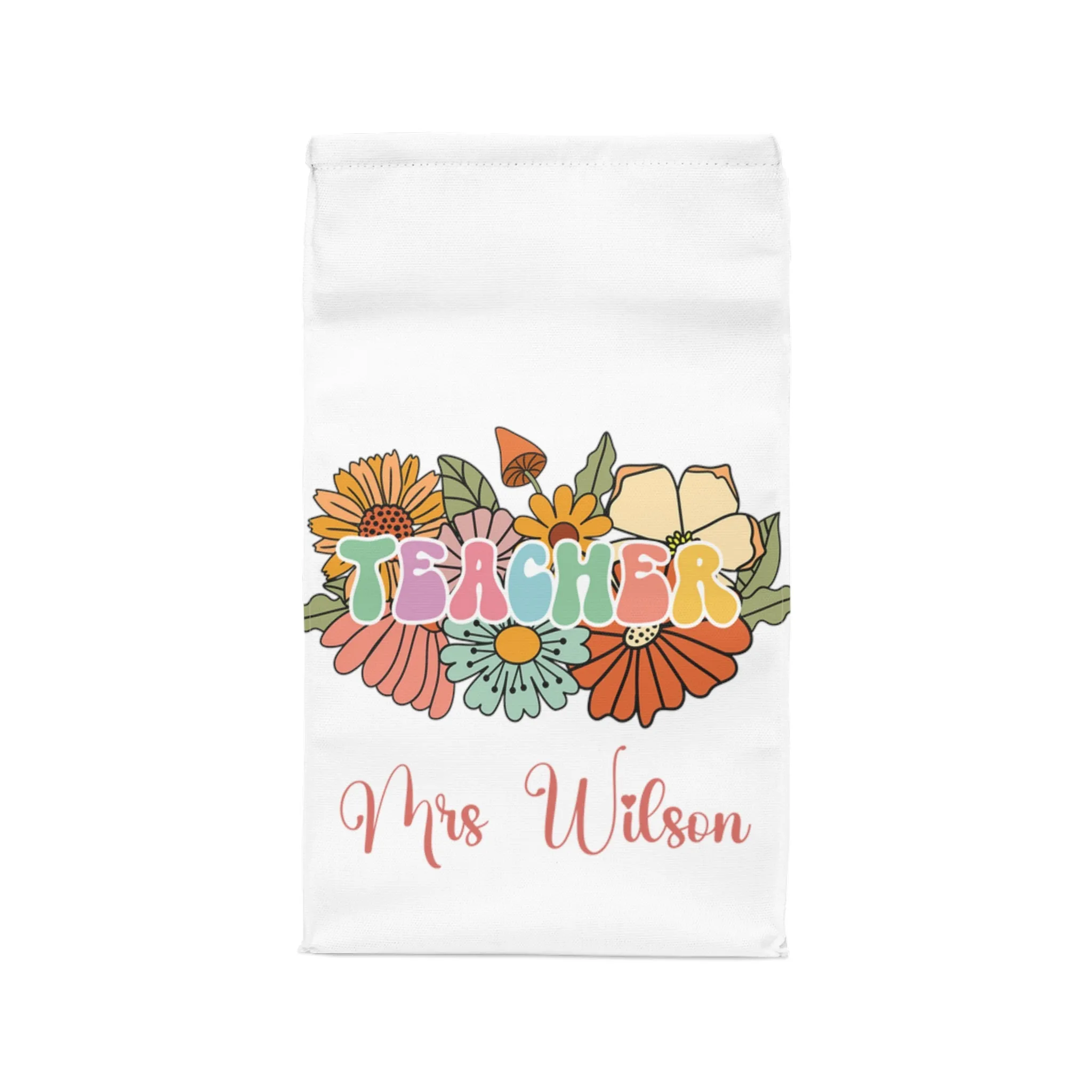 Personalised Insulated Lunch Bag, Teacher Lunch Bag, Retro Floral