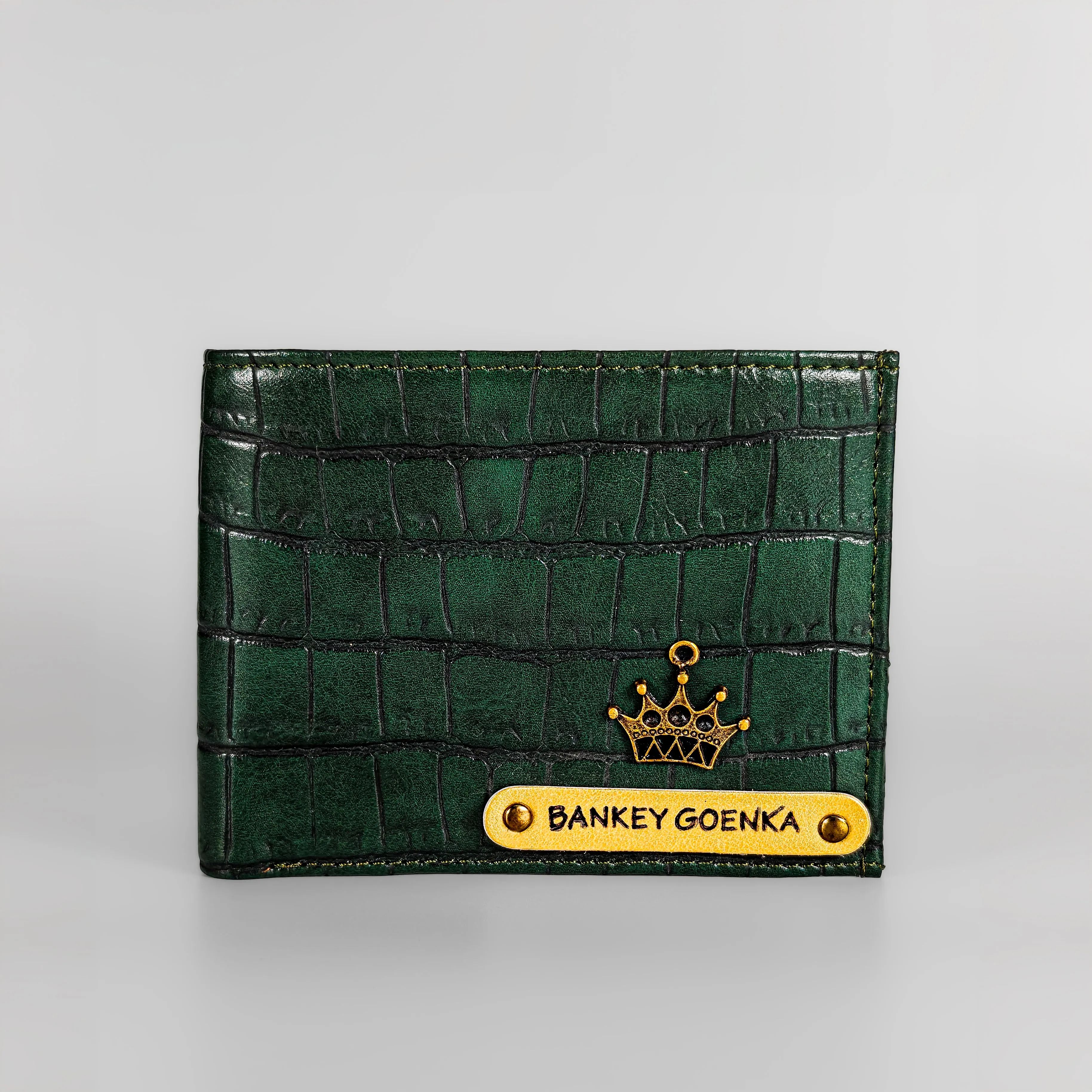 Personalized Croco Men's Green Wallet