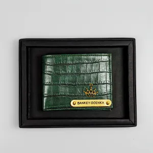 Personalized Croco Men's Green Wallet