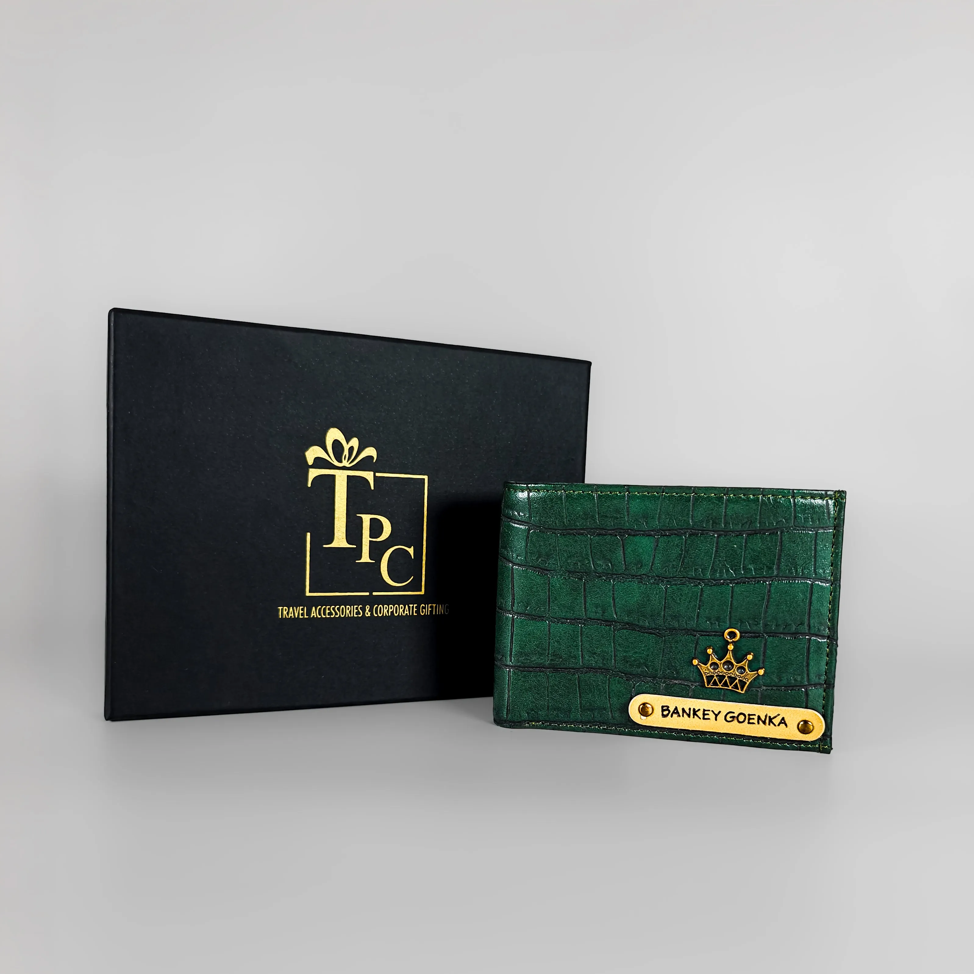 Personalized Croco Men's Green Wallet