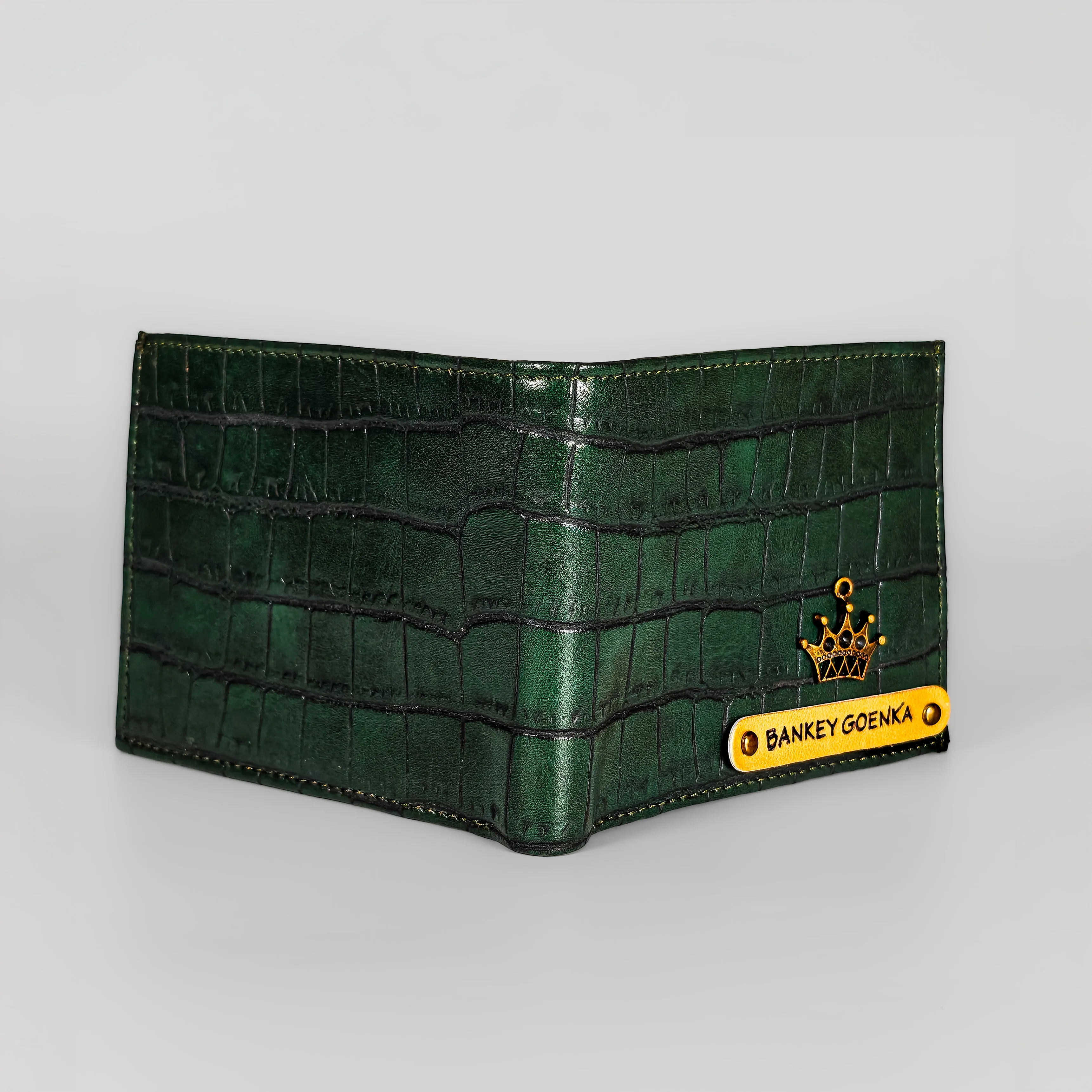 Personalized Croco Men's Green Wallet