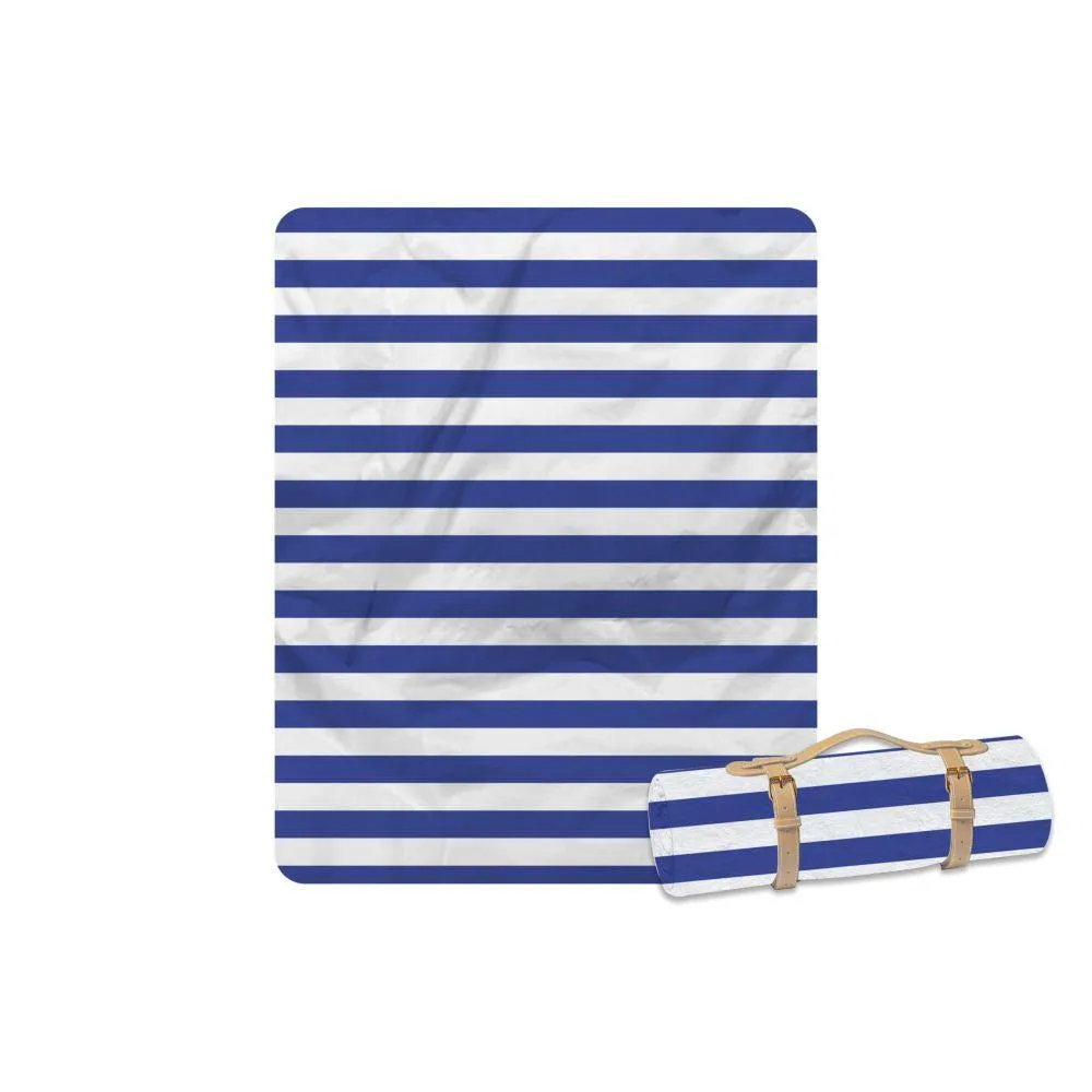 Picnic Blanket With Carry Strap Hamptons Blue