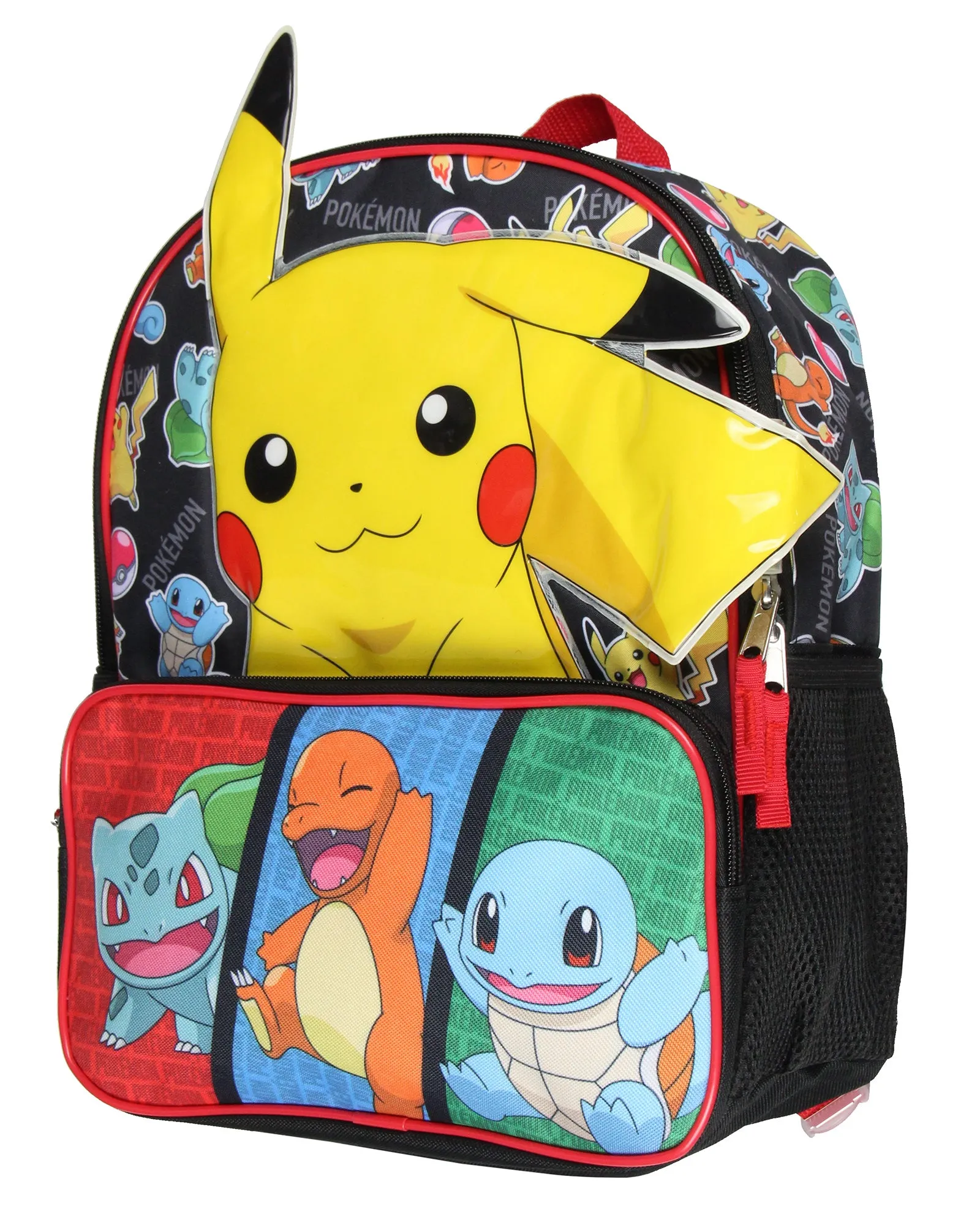 Pokemon 3D Pikachu Bulbasaur Squirtle Charmander 14" Kids School Backpack