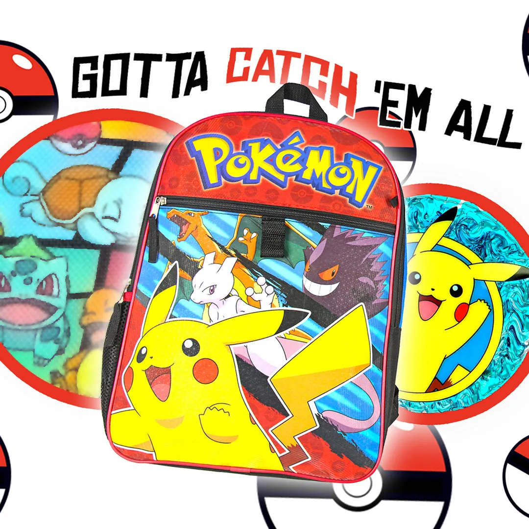 Pokemon Kids 16" Backpack 5PC Combo Set