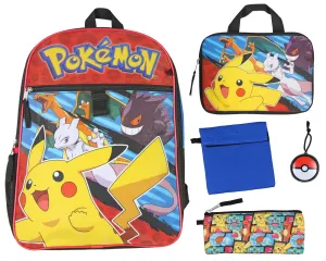 Pokemon Kids 16" Backpack 5PC Combo Set