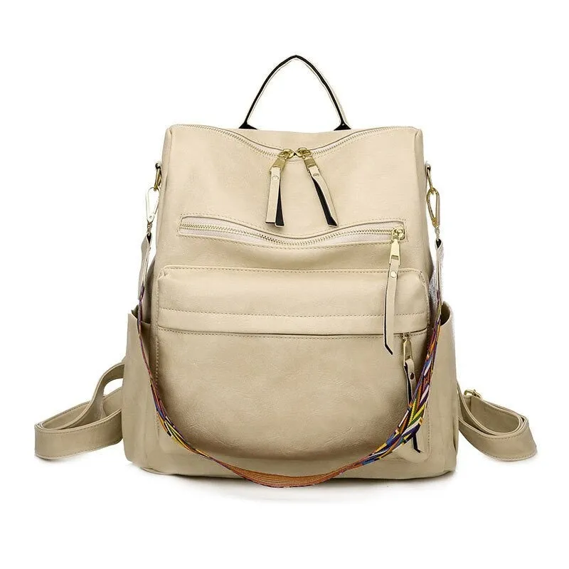 PU Leather Large Capacity Casual Women Backpacks