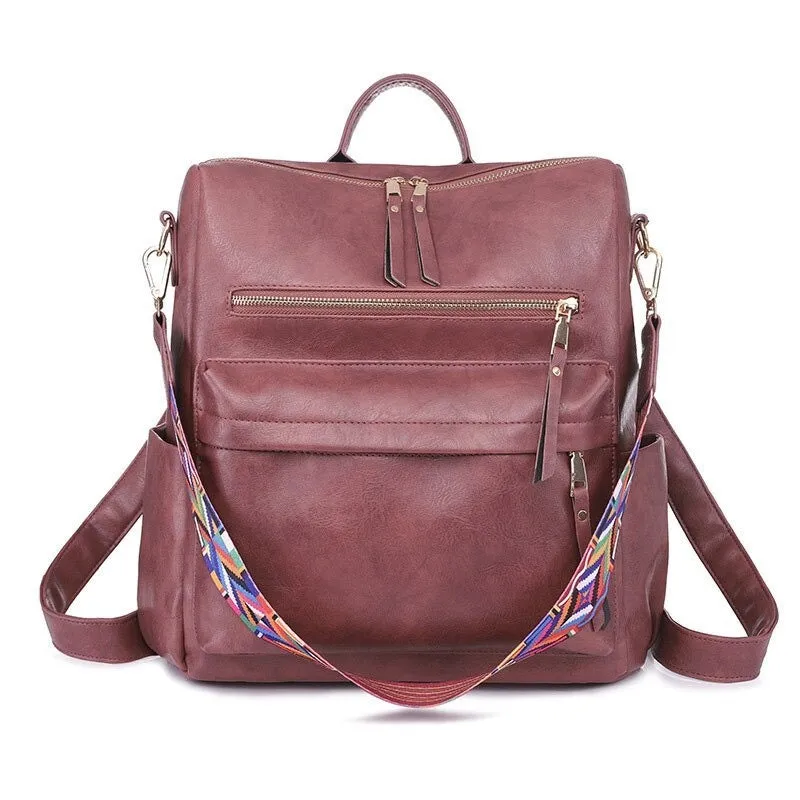 PU Leather Large Capacity Casual Women Backpacks