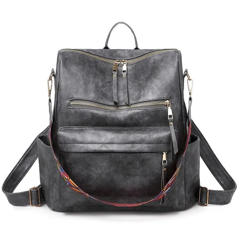 PU Leather Large Capacity Casual Women Backpacks