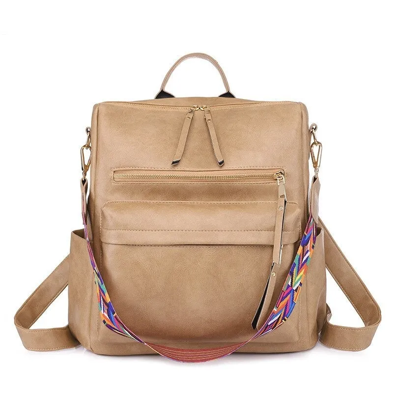 PU Leather Large Capacity Casual Women Backpacks